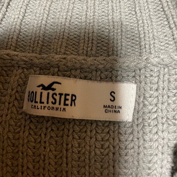 Hollister Gray Ribbed 1/4 Zip Sweater Women's Size Small Cropped Mock Neck - Picture 2 of 8